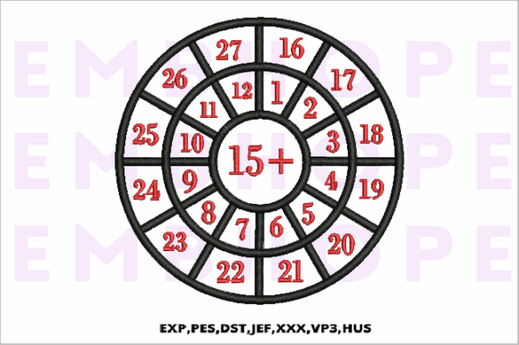 Addition Wheel 15 – A Playful Embroidery Design for Educational and Gift Products