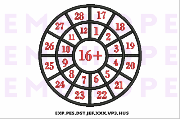 Addition Wheel 16: A Cheerful Embroidery Design for Educational Projects
