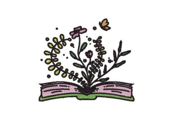 Open Book with Flowers Growing: A Standout Embroidery Design for Craft Fairs