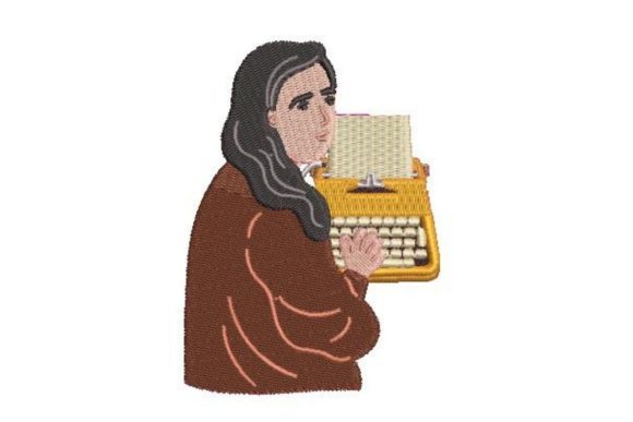 Woman Using a Typewriter Embroidery Design Review